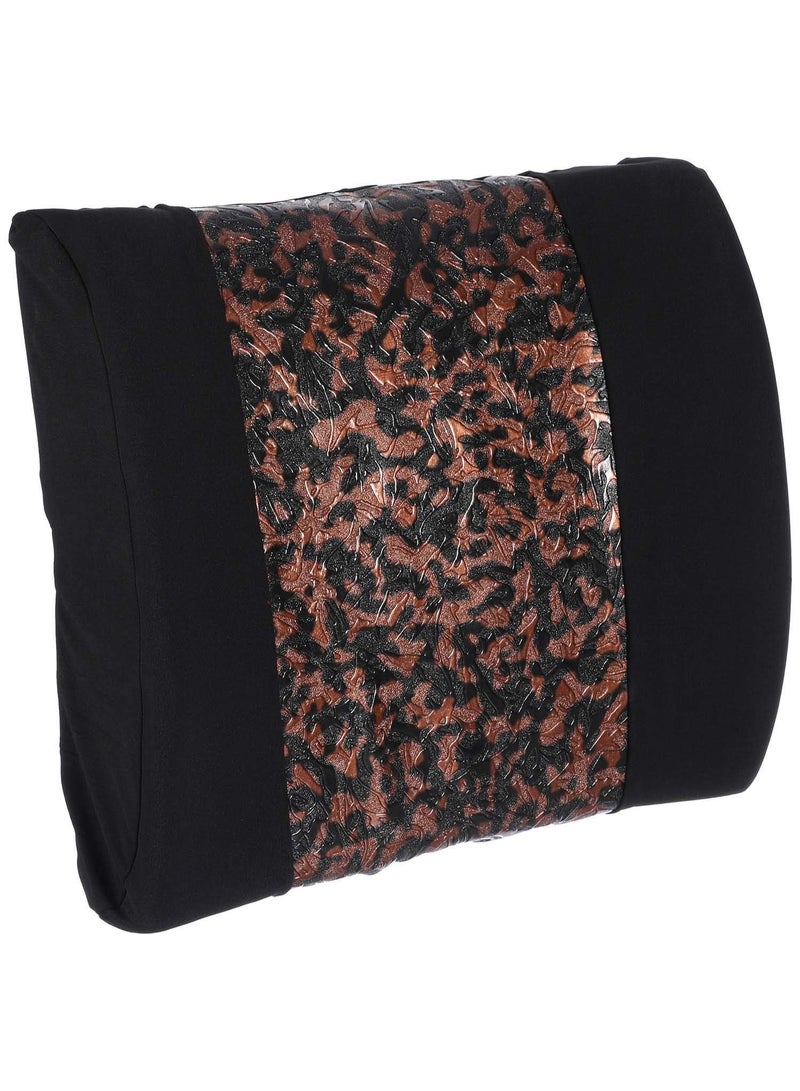 مخدة مريحة لدعم الظهر من إسفنج الميموري فوم – وسادة مسند ظهر بحزام قابل للتعديل، غطاء قابل للإزالة والغسيل، مثالية لمقعد السيارة، المكتب، المنزل والسفر – لون بني وبني جلد